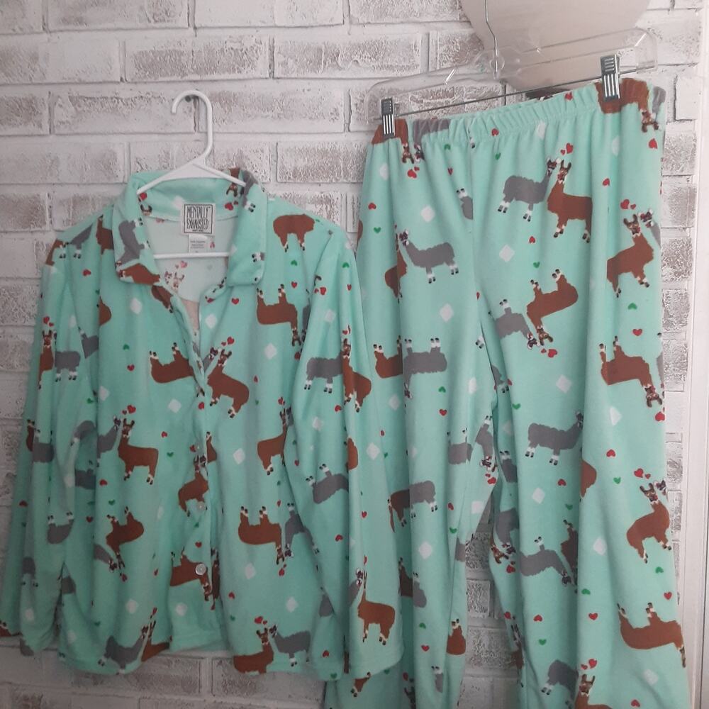 Mentally Exhausted Soft & Cozy Llama PJ Set 2X